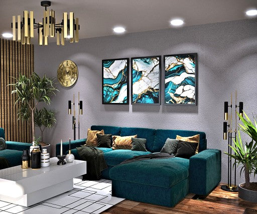 3 paveikslai "Azure Marble"