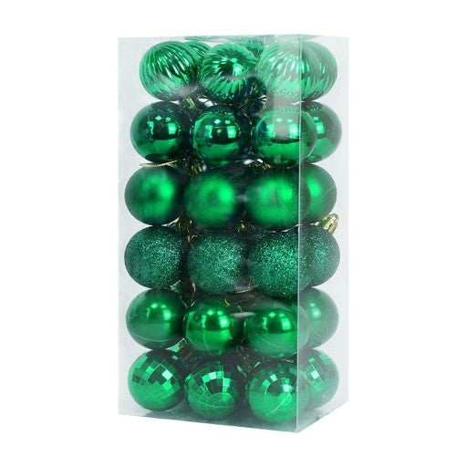 Kalėdinių žaisliukų rinkinys "green" 36vnt