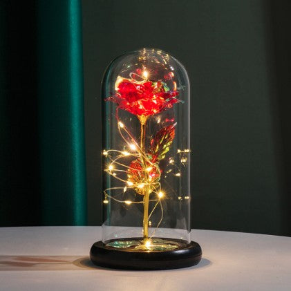 RAUDONA AMŽINA ROŽĖ STIKLE | LED